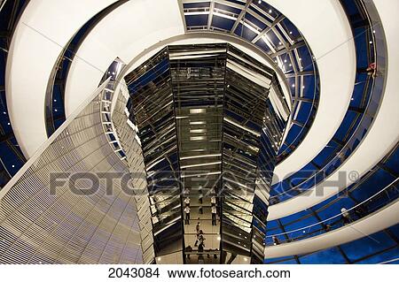 Picture - Inside Norman Foster's Dome Of The Reichstag Building At Night, Berlin, Germany. Fotosearch