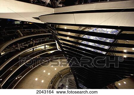 Picture - Inside Norman Foster's Dome Of The Reichstag Building At Night, Berlin, Germany. Fotosearch