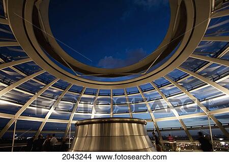 Picture - Inside Norman Foster's Dome Of The Reichstag Building At Night, Berlin, Germany. Fotosearch