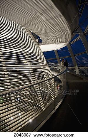 Stock Photo - Inside Norman Foster's Dome Of The Reichstag Building At Night, Berlin, Germany. Fotosearch
