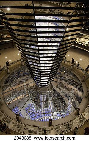 Stock Photo - Inside Norman Foster's Dome Of The Reichstag Building At Night, Berlin, Germany. Fotosearch
