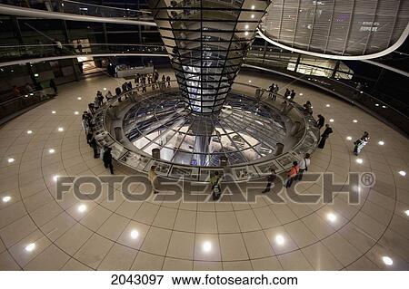 Stock Photo - Inside Norman Foster's Dome Of The Reichstag Building At Night, Berlin, Germany. Fotosearch
