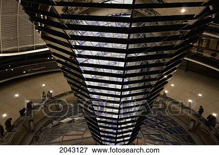 Stock Photo - Inside Norman Foster's Dome Of The Reichstag Building At Night, Berlin, Germany. Fotosearch