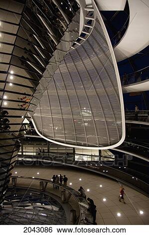 Stock Photograph - Inside Norman Foster's Dome Of The Reichstag Building At Night, Berlin, Germany. Fotosearch