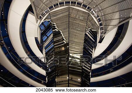 Stock Photography - Inside Norman Foster's Dome Of The Reichstag Building At Night, Berlin, Germany. Fotosearch