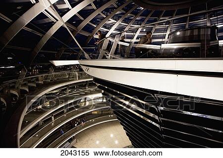 Stock Photography - Inside Norman Foster's Dome Of The Reichstag Building At Night, Berlin, Germany. Fotosearch