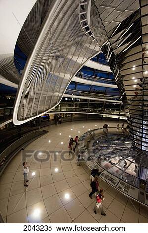 Stock Photography - Inside Norman Foster's Dome Of The Reichstag Building At Night, Berlin, Germany. Fotosearch