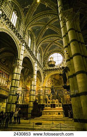 Stock Image - Inside of Cathedral Santa Maria Assunta; Siena, Tuscany, Italy. Fotosearch