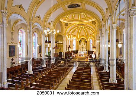 Stock Image - Inside Of Saint-Francois-Xavier Church, Bas-Saint-Laurent Region, Riviere-Du-Loup, Quebec. Fotosearch