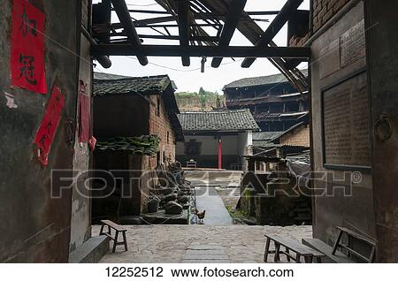 Inside of Tulou buildings from Hakka minority group were built eight centuries ago; Yongding, Fujian province, China View Large Photo Image Stock Image - Inside of Tulou buildings from Hakka minority group were built eight centuries ago; Yongding, Fujian province, China. Fotosearch