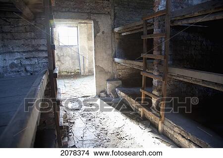 Interior Of A Barrack Of The Men's Camp, Auschwitz-Birkenau Concentration Camp, Oswiecim, Malopolska, Poland View Large Photo Image Picture - Interior Of A Barrack Of The Men's Camp, Auschwitz-Birkenau Concentration Camp, Oswiecim, Malopolska, Poland. Fotosearch