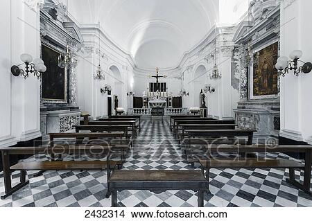 Interior of a chapel with black and white checkerboard floor; Portofino, Liguria, Italy View Large Photo Image Picture - Interior of a chapel with black and white checkerboard floor; Portofino, Liguria, Italy. Fotosearch