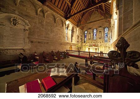 Stock Image - Interior Of A Church; Northumberland England. Fotosearch