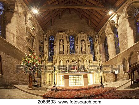 Stock Image - Interior Of A Church; Northumberland England. Fotosearch