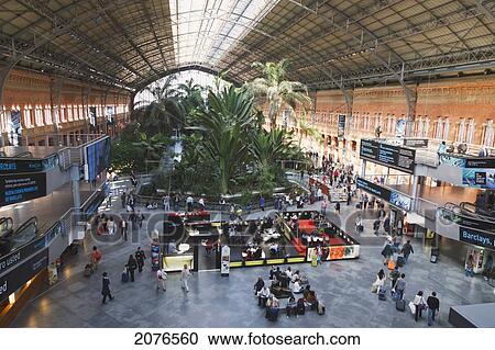 Stock Image - Interior Of Atocha Railway Station Showing Its Tropical Garden; Madrid Spain. Fotosearch