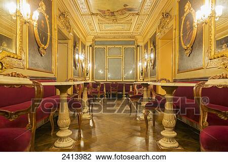 Stock Image - Interior of Florian, the oldest Italian cafe; Venice, Veneto, Italy. Fotosearch