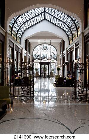 Stock Image - Interior Of Gresham Palace, Now A Four Seasons Hotel, Famous For Its Art Nouveau Architecture, Budapest, Hungary. Fotosearch