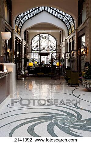 Stock Image - Interior Of Gresham Palace, Now A Four Seasons Hotel, Famous For Its Art Nouveau Architecture, Budapest, Hungary. Fotosearch