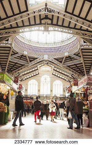 Interior Of Mercado Central; Valencia, Spain View Large Photo Image Stock Photo - Interior Of Mercado Central; Valencia, Spain. Fotosearch