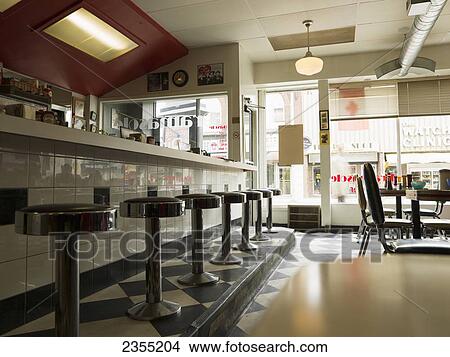 Picture - Interior Of Restaurant In Classic Diner Style; Ottawa, Ontario, Canada. Fotosearch