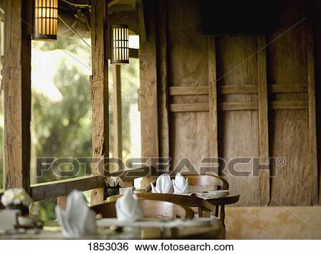 Interior Of Rustic Restaurant, Asia View Large Photo Image Stock Photograph - Interior Of Rustic Restaurant, Asia. Fotosearch
