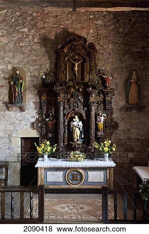 Stock Photo - Interior Of San Telmo Chapel, Zumaia, Basque Country, Spain. Fotosearch