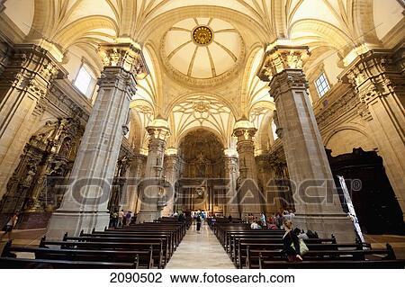 Stock Image - Interior Of Santa Maria Church, San Sebastian, Basque Country, Spain. Fotosearch