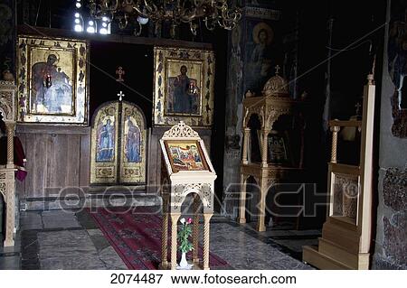 Stock Photo - Interior Of The Gracanica Monastery, Gracanica, Kosovo. Fotosearch