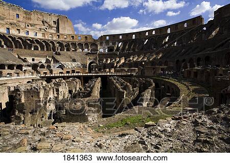 Stock Image - Interior View Of Arena Inside The Colosseum; Rome, Italy. Fotosearch