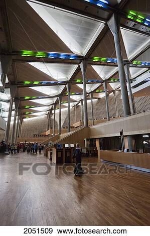 Stock Photo - Interior View Of Main Reading Room In The Bibliotheca Alexandrina, The Modern Library Of Alexandria, Alexandria, Al Iskandar. Fotosearch