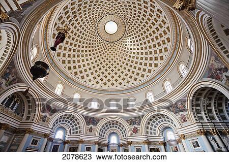 Interior View Of The Dome Of The Rotunda Of St Marija Assunta, Mosta, Malta View Large Photo Image Stock Image - Interior View Of The Dome Of The Rotunda Of St Marija Assunta, Mosta, Malta. Fotosearch
