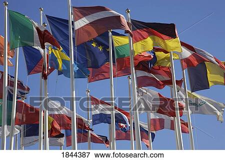 International Flags Waving In Wind View Large Photo Image Stock Photo - International Flags Waving In Wind. Fotosearch