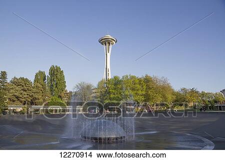 International Fountain and Space Needle at Seattle Center, Seattle, Washington, United States View Large Photo Image Picture - International Fountain and Space Needle at Seattle Center, Seattle, Washington, United States. Fotosearch