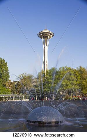 International Fountain and Space Needle at Seattle Center, Seattle, Washington, United States View Large Photo Image Stock Image - International Fountain and Space Needle at Seattle Center, Seattle, Washington, United States. Fotosearch