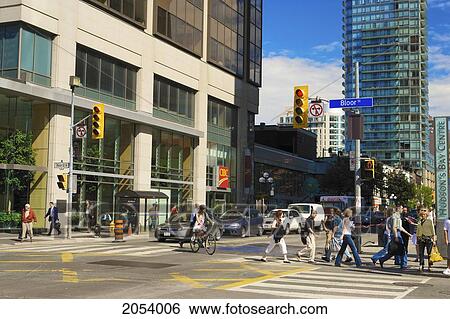 Stock Photograph - Intersection At Yonge And Bloor, Downtown Toronto, Ontario. Fotosearch