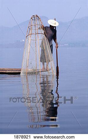 Intha Fisherman With Net View Large Photo Image Stock Image - Intha Fisherman With Net. Fotosearch