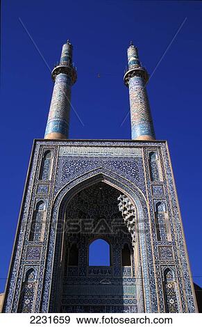 Stock Photo - Iran, Colorful Tiles On Jama Mosque In Old City; Yazd. Fotosearch