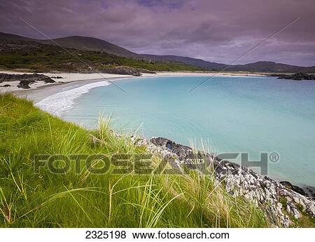 Ireland, County Kerry, Scenic view of beach at dusk; Derrynane Bay View Large Photo Image Stock Photo - Ireland, County Kerry, Scenic view of beach at dusk; Derrynane Bay. Fotosearch
