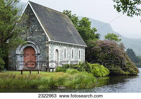 Stock Image - Ireland, County Kerry, St. Finbarr's Oratory; Gougane Barra Lake. Fotosearch