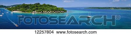 Picture - Iririki Island resort viewed from Port Vila; Efate Island, Vanuatu. Fotosearch