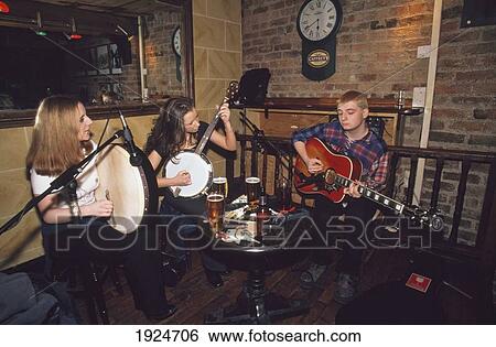 Stock Photograph - Irish Band, Quays Pub. Fotosearch