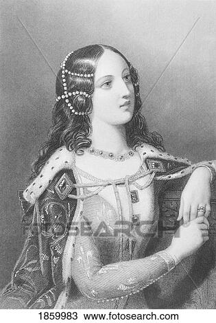 Stock Image - Isabella Of Valois, 1389-1409. Second Wife Of King Richard Ii Of England. Engraved By W. H. Mote After E. Corbould. From The Book The Queens Of England, Volume I By Sydney Wilmot. Published London Circa. 1890.. Fotosearch
