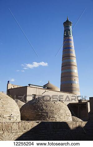 Islam Khoja minaret, Ichan Kala Old City, Kizilkum desert; Khiva, Khwarezm region, Uzbekistan View Large Photo Image Picture - Islam Khoja minaret, Ichan Kala Old City, Kizilkum desert; Khiva, Khwarezm region, Uzbekistan. Fotosearch