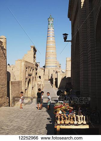 Islam Khoja minaret, Ichan Kala Old City; Khiva, Uzbekistan View Large Photo Image Stock Photograph - Islam Khoja minaret, Ichan Kala Old City; Khiva, Uzbekistan. Fotosearch