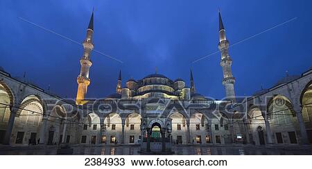 Stock Image - Islamic mosque at nighttime; Istabul, Turkey. Fotosearch