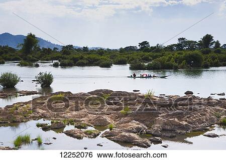 Stock Photograph - Island of Don Det on the Mekong River along the Cambodia/Laos border; Si Phan Don, Laos. Fotosearch