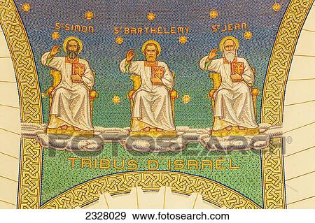 Stock Photo - Israel, Close-up of mosaic in Church of St Peter; Gallicantu. Fotosearch