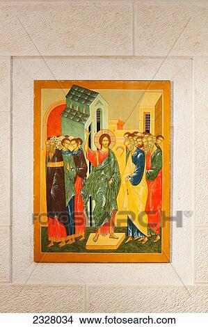 Israel, Close-up of painting in Church of St Peter; Gallicantu View Large Photo Image Picture - Israel, Close-up of painting in Church of St Peter; Gallicantu. Fotosearch