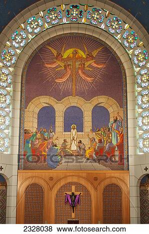 Stock Photo - Israel, Close-up of painting in Church of St Peter; Gallicantu. Fotosearch