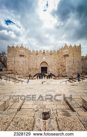 Israel, Damascus Gate; Jerusalem View Large Photo Image Stock Photo - Israel, Damascus Gate; Jerusalem. Fotosearch
